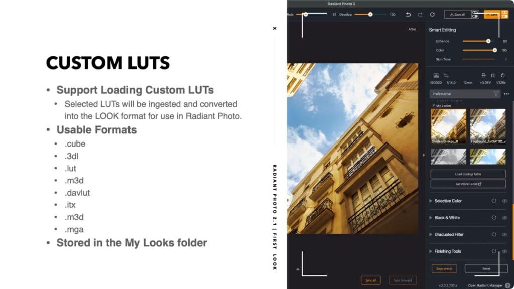 What’s New in Radiant Photo 2.1? Features, Improvements, and Creative Packs 7 Radiant Photo 2.1 Custom Luts